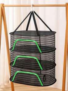 1 Secadora plegable de color verde, blanco y negro, para ropa, calcetines, bolsa de malla, artesanía de productos secos, a prueba de moscas, secado fresco, artesanía de almacenamiento - Multicolor - Ver 7