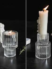 6 个玻璃烛台 - 透明小锥形烛台，婚礼装饰桌的中心装饰品，适合烛台、圣诞派对、客厅、晚宴和降临节使用