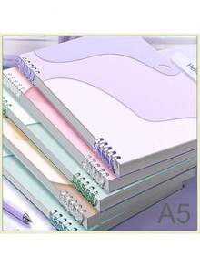 1-3-6 件 A5 活页笔记本，带厚线圈 - 60 张（120 页）可拆卸、光滑书写纸活页夹 - 天鹅绒纹理封面，学校用品，返校