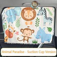 1pc Car Sunshade Curtain, Suction Cup Windshield Sunshade, Cartoon Design, Heat Insulation For Car - A - View 11