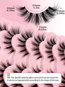 Asiteo 7 对自然全条睫毛，纤细蓬松透明茎假睫毛，迷人眼妆，适合日常佩戴、派对、旅行条状睫毛、睫毛、睫毛、假睫毛 - 自然纖長款 - 查看 2