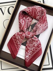 1pc Women Bandana With Paisley Flower Pattern, Square Silk Scarf For Head Wrap And Decoration,Hair Accessories Fall Winter Headbands For Women Hair Band For Vacation Outfits Woman - Multicolor - View 16