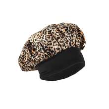 1 peça Boné com capuz casual de poliéster com estampa de leopardo, adequado para uso doméstico e diário, todas as estações