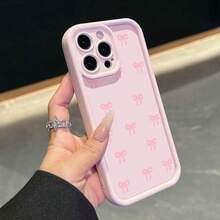 Bow Pattern Design Phone Case, Cute Phone Protective Cover, Phone Accessory Compatible With IPhone 11 12 13 14 15 16 Pro Max - 粉色 - 查看 2