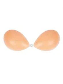 1双女士硅胶文胸，隐形粘扣聚拢文胸，无肩带无缝无钢圈支撑，透明，手洗，适合搭配文胸配件 - 卡其色 - 查看 11