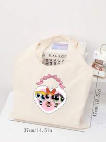 THE POWERPUFF GIRLS Borsa a tracolla pieghevole minimalista e versatile con stampa carina di agente di polizia donna, borsa casual in tela resistente e portatile