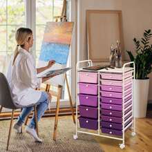 15-Drawer Rolling Storage Cart Mobile Cart With Colorful Drawers & Metal Frame - Purple - View 5