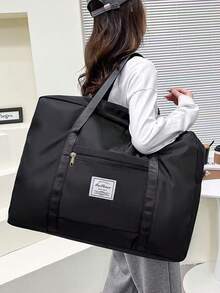 1 件轻便可折叠旅行袋，大容量防水储物袋，可折叠涤纶旅行收纳袋，男女通用，可装行李、衣服、周末/海滩/健身房/学校，适合学校、学校配件、学校用品的四季包 - 黑色 - 查看 9