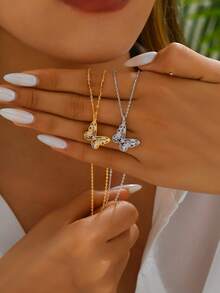 1pc Luxury & Elegant Colorful Butterfly S925 Silver Pendant Necklace, Sweet & Fresh Style For Women, Suitable For Daily Wear, Dates, Vacation, Summer, Versatile, Great Gift For Festivals - Butterfly - View 12