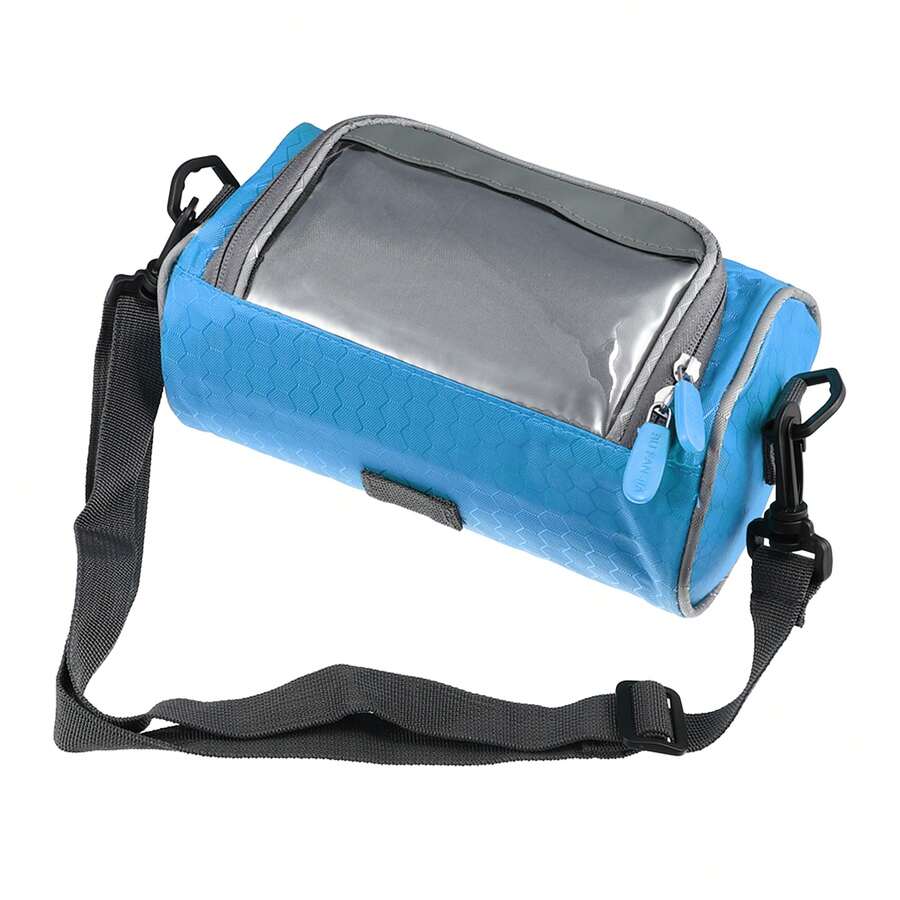 Bike Handlebar Bag Bike Triangle Frame Bag With Touch Screen Phone Holder Polyester Adjustable Waterproof Bicycle Front Storage Bag For Road Mountain Bikes - Blue - View 1