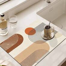 1 pezzo di tappetino per lavaggio e asciugatura semplice e stampato, super assorbente, decorazione da tavolo, tappetino assorbente per lavandino, asciugatura rapida, lavabile, pieghevole e a prova di muffa.