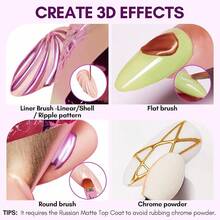 Makartt 3D Nail Foil Glue, 2Pcs 8ml Nails Transfer Gel Adhesive Linear,, Ripple Designs, LED Lamp Required - 3D 8ml - View 2