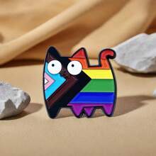 Cartoon Colorful Cat Brooch, Metal Enameled Badge, Clothes Backpack Decoration, Couples Gift