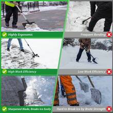 Multifunctional Heavy-Duty Steel Garden Shovel – 136cm Adjustable Handle, For Weeding, Digging, Lawn Edging & Ice Removal - Black - View 6