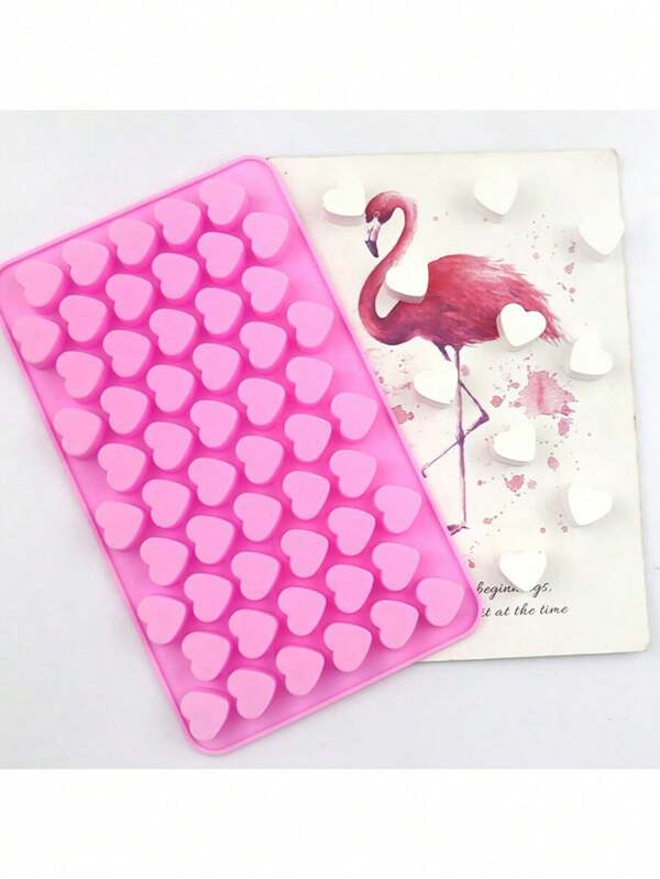 1pc/2pcs Silicone Heart Shape Ice Cube Tray 55 Grids Ice Mold Chocolate Mold, Easy Release