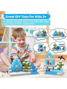 [60pcs/75pcs/110pcs/144pcs] Magnetic Building Blocks Set - Magnetic Construction Toys, Kids Cube Toy, Ice World, Build Magnetic World, STEM Gift, Halloween And Christmas Birthday Toy Gift (Random Color & Pattern) - Multicolor - View 5