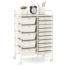 15-Drawer Rolling Storage Cart Mobile Cart With Colorful Drawers & Metal Frame - trắng - Xem 2