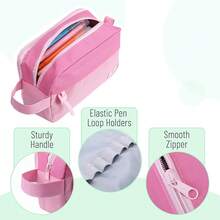 Estuche de Lápices de Gran Capacidad, Verde Menta, Bolsa de Lápices, Estuche para Bolígrafos - Rosa - Ver 4