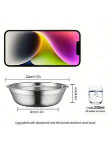 1pc Cat Tilted Feeding/Water Bowl With Wooden Stand, Protects Neck, Detachable Stainless Steel Pet Bowl (For Cats) - View 7