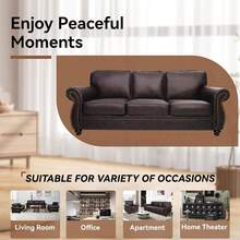 2025 New Arrivals At Shocking Prices:88'' Rivet Couch,Living Room Sets,Mid-Century Couch, Solid Wooden Frame For Living Room,Holstered Sofa (Brown, Loveat)Brown LoveatBrown - Màu sắc hình ảnh - Xem 6