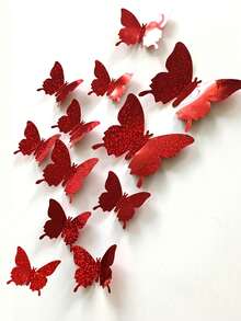 12片装3D蝴蝶墙贴，客厅卧室墙面装饰，贴纸，墙贴，乙烯基贴纸，家居装饰，春季装饰，为您的家增添活力，节日装饰贴纸，生日毕业礼物，派对用品，墙面装饰，贴纸，墙贴，房间装饰，家居装饰