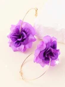 2pcs Fashionable Elegant Vivid Purple Rose Hoop Earrings, Suitable For Women For Daily Wear, Party, Outdoor Activities