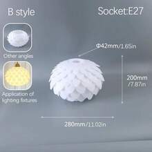 E27 底座 PVC 波浪灯罩，日式简约花卉图案，米色创意亚克力灯罩，适用于吊灯、台灯、吸顶灯具