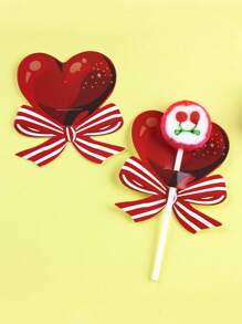 50pcs Red Love Knot Shaped Paper Lollipop Cards, Candy Packaging Paper Lollipop Racks, DIY Lollipop Decoration Cards, Engagement And Wedding Candy Processing Paper Boxes, Candy Decoration Products