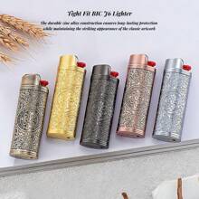 金属打火机盒，带 Constantine 3D 深雕图案，打火机保护套，耐用、抗压、防摔、紧密贴合 BIC J6 打火机 - 适合吸烟者、父亲、丈夫、男朋友、节日礼物的完美礼物 - 不含打火机