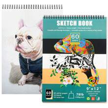 2pcs 9*12inch 3-Color Sketch Books, Blank Drawing Sketchbook, Wire-Bound Sketch Pad, Back To School,School Supplies