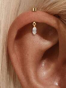 1Pc Upper Ear Cliff  925 Sterling Silver Earring For Women Geometric Zirconia Minimalist Gift For Her Wedding Party Fine Jewelry