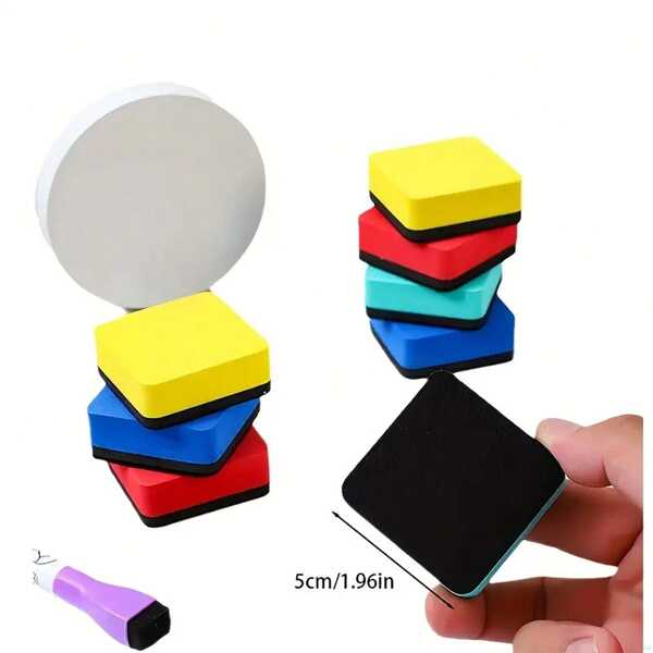 24 Stücke farbige Whiteboard Trocken Löschen - 4 leuchtende Farben, 5 x 5 cm Schwamm Gummi Radierer für Klassenzimmer, Zuhause und Büro Verwendung, Schulbedarf, Klassenraum Radierer