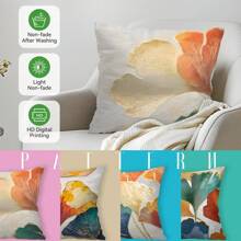 4 pièces Housse de coussin imprimée de feuilles de ginkgo