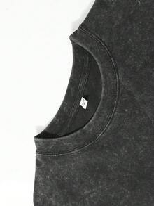 Men's Retro 230g Washed Cotton T-Shirt-"SEE NO EVIL", Printing, Casual Summer T-Shirt, Graphic Y2K Shirt Round Neck, Short Sleeve, Funny T Shirts High Quality Cotton, Machine Washable, Casual Summer T-Shirt With Shoulder Drop Design And Smooth Fabric - 黑色 - 查看 5