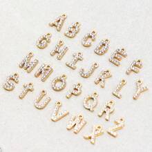 26pcs/Set A-Z Initial Alloy Rhinestone Charm Pendants For Women To DIY Earrings, Necklaces, Jewelry