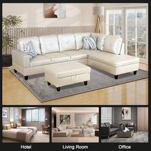 Bright Light Grey Leather Sectional Couch For Living Room/Dinning Room Set,Sectional Sofa L Shape Couch With Storage Ottoman/Facing Right Chaise - Bright Light Grey - View 10