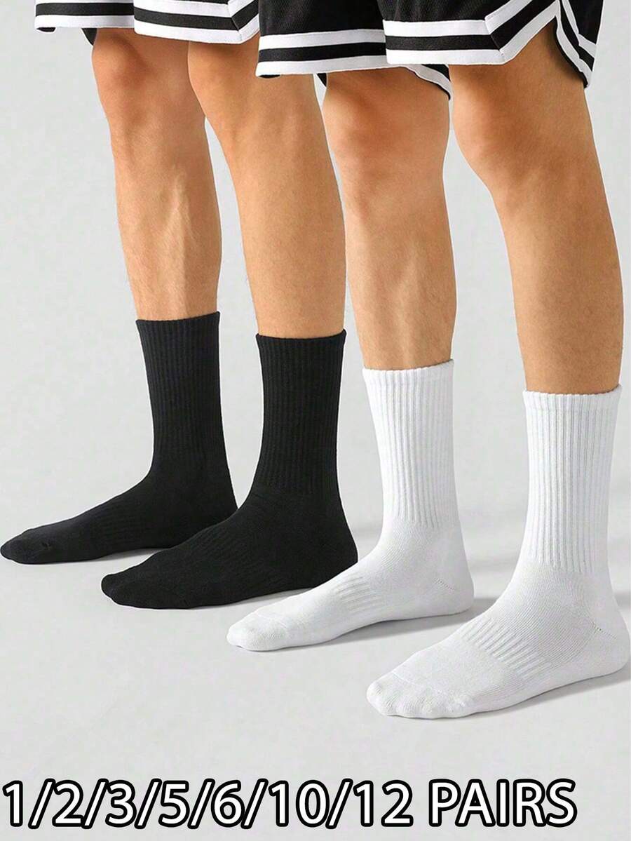 1/2/3/5/6/10/12 双男士袜子跑步徒步运动长袜中筒袜高筒轻便袜，适合健身，秋季