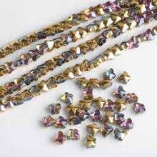 50pcs 8mm Side Hole Heart Shape / Center Hole Butterfly Glass Beads For DIY Handmade Jewelry, Suitable For Necklace, Bracelet, Earrings, Waist Chain, Headwear, Shoes, Accessories, Phone, Keychain, Pendants