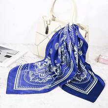 Satin Head Scarf - 27.5 Inch Silk Hair Wrap For Women - 藍色 - 查看 6