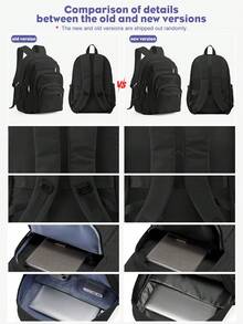 Large College Bookbag Travel Laptop Backpack Fits 14-15.6 Inch Notebook, Laptop Backpack 15-17 Inch For Women Men, Lightweight Durable School Bookbag 15.6" Computer Bag Outdoor Hiking Backpacks With Multifunction Pockets, Daypack Backpack With Laptop Compartment For Work Business And College, Waterproof Casual Schoolbag Book Bag School Backpack, Back To School Gifts For Boys And Girls, The New And Old Versions Are Shipped Out Randomly. - Black - View 6