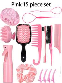 15 Piece Hair Styling Brush, 1/12/13 Piece Hair Combs, Pointed Tail Combs, Rat Tail Combs, Edge Brushes, Hair Brushes, High-Pressure Spray, Hairpins, Hair Rings, Wide Tooth Combs, Bath Caps, Hair Braiders, Suitable For All Kinds Of Hair Styles