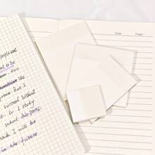 paquete de 4 piezas de notas adhesivas transparentes de PET de tamaños variados, combinación de múltiples tamaños que cubre completamente el uso diario, adecuado para diversos escenarios, útiles escolares, vuelta al cole