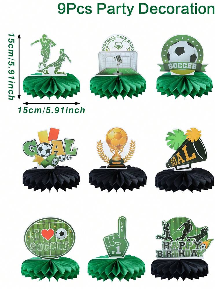 9Pcs Football Theme Honeycomb Centerpieces,Soccer Theme Table Ornament,Wedding Decor,Football Sport Theme Birthday Party Decor,Bridal Shower Favors,Soccer Event Decorations,Babyshower Supplies,Photo Props Decor,Table Centerpiece,Holiday Party Supplies,Ideal Gifts For Football Sport Lovers - Football - View 5