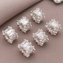 1/3/5 件方晶锆石隔珠 18K 镀金黄铜扁平圆形微密镶方晶锆石圆珠适用于 DIY 珠宝配件制作珠宝时尚配饰创意礼物 - 彩色 - 查看 17