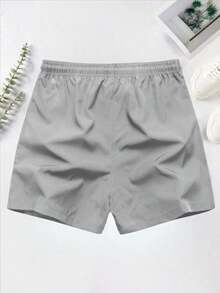 1pc Men's Athletic Drawstring Shorts,Breathable Sports Training 3/4 Pants With Pockets & Reflective Print, Suitable For Daily Workout & Outdoor Activities - Light Grey - View 2