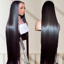 MECRY 合成蕾丝假发 26 英寸 1B 黑色长直无胶合成蕾丝前假发 13x4 预拔即用，适合初学者 14 英寸混合发接发假发无胶前额真人前额假发，非常适合度假风格 - 自然色&黑色系 - 查看 9