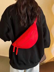 Nylon High Capacity Chest Bag Waist Pack, Unisex Suitable For Daily, Sports, Running, Travel, Leisure Use - Red - View 4