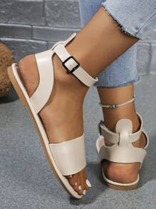 Sandalias planas versátiles, de moda, cómodas y con correa para adolescentes y jóvenes, sandalias planas con correa para la playa