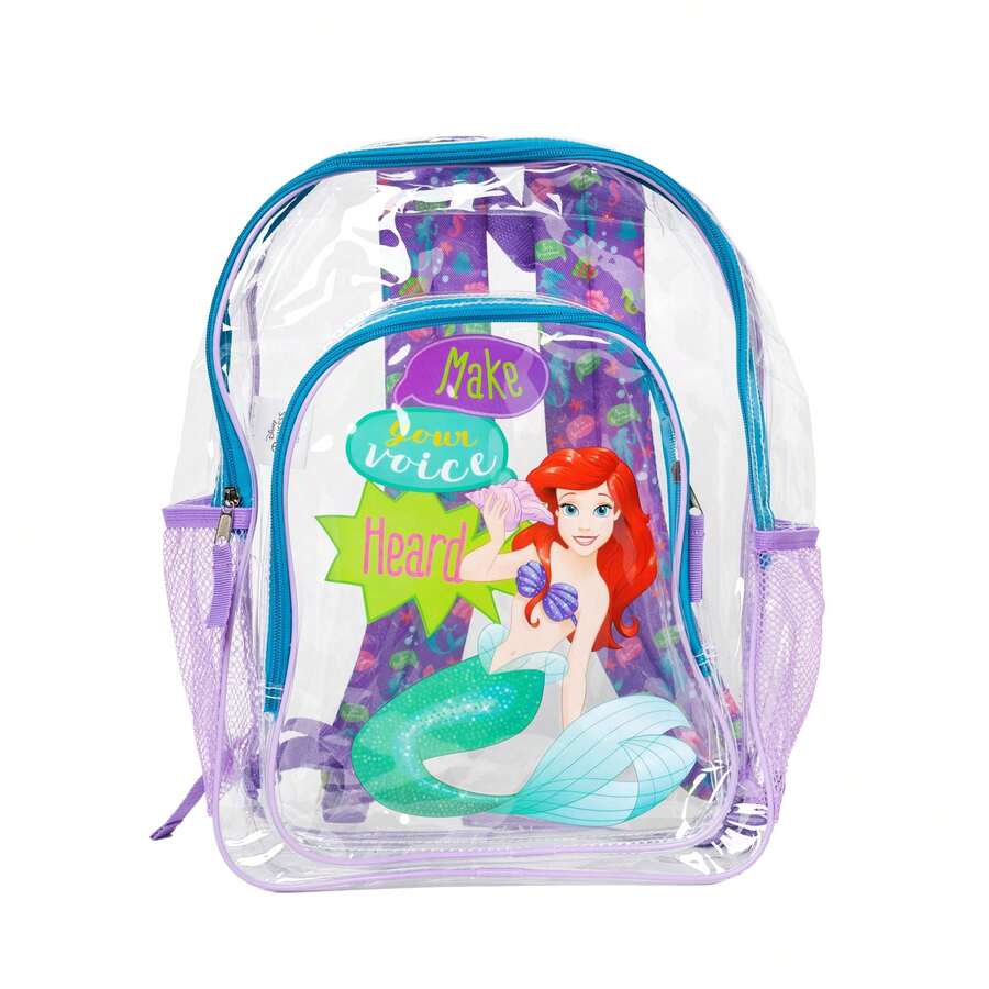 The Little Mermaid Clear Transparent Backpack 16" Disney Ariel Make Your Voice Heard - 紫色 - 查看 1