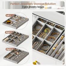 Transparent Glass Tabletop Vanity Desk, White Dressing Table With Large Mirror And Mobile Storage Trolley, Jewellery Storage, 5 Drawers, Makeup Desk For Bedroom - White - View 7